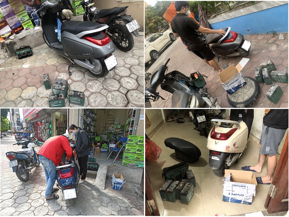 Thay ắc quy xe máy điện vinfast klara A2 tại Hà Nội